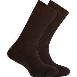 Pack de 2 pares de calcetines en algodón mercerizado de hombre relax cortos en color marrón