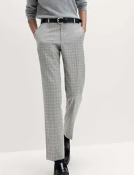 Tailored Fit Checked Trousers Silver Grey male