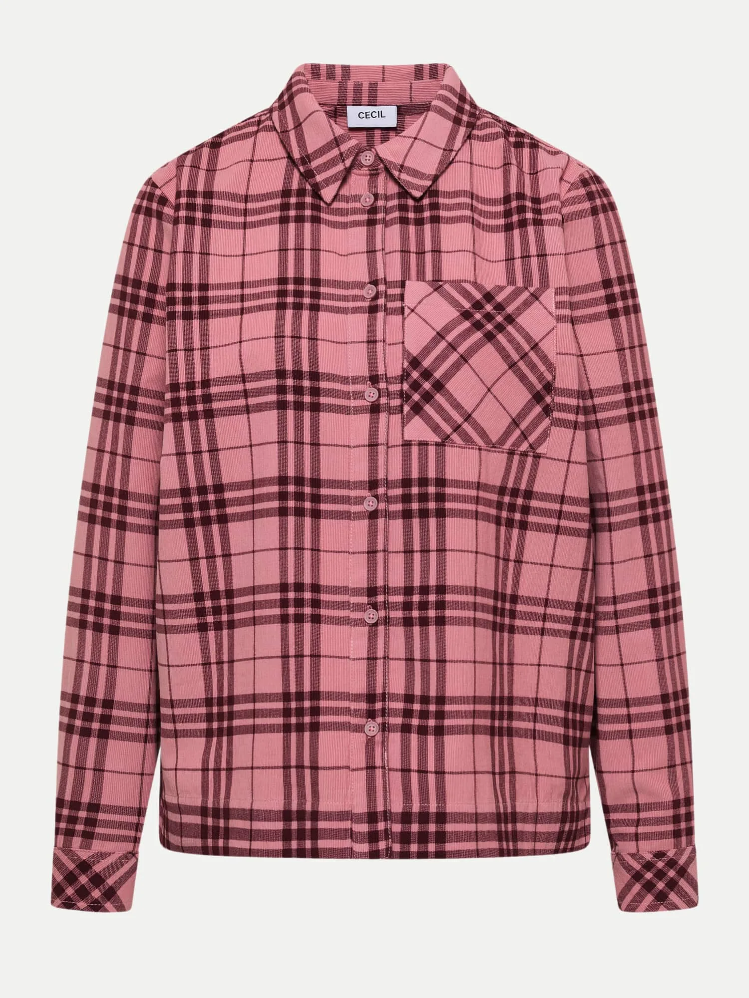 Cecil Cordbluse Check Rosa XL - CECIL - FashionsVida