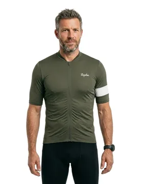 Maglia A Maniche Corte Core Lightweight Dark Green / White - Rapha - FashionsVida