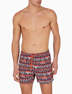 Mens Beach Shorts Logo Detail In Dark_navy - Dark Navy - Size X-Large - Emporio armani - FashionsVida