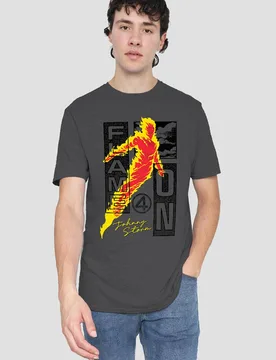 Unisex Fantastic Four Flame On Johnny Storm Trend T-Shirt, Dark Heather in Grey Size: Small - Grey - Size: S - Marvel - FashionsVida