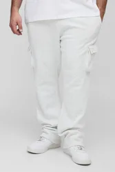 Herren Plus Slim Stacked Flare Cargo Jogginghose Grey Marl Größe 3XL