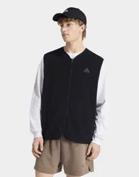 Mens Gilet IN pile alto City Tech 3 Strisce - Nero, nero nero Uomo taglia S