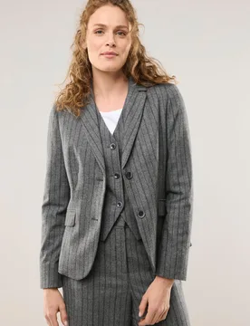 Blazer aus Premiumflanell, normale Größen#Kurzgrößen, Farbe Grau, 52, italienischer Flanell mit wärmender Wolle Damen - Walbusch - FashionsVida