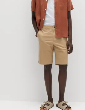 Loose Fit Stretch Chino Shorts Sand male - M&S - FashionsVida