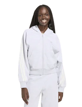 Kit 3-stripes Full Zip Hoodie Damen Kapuzenpullover - Grau - Größe XXS (26-28) - Baumwoll-Jersey Grey XXS (26-28) - Adidas - FashionsVida