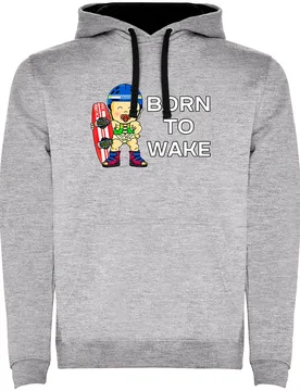 Sweat à Capuche Born To Wake Two-colour Heather Grey / Black L - Kruskis - FashionsVida