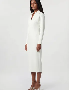 Womens Tailored Collared Long Sleeve Midi Dress - White - Size 8 Uk - Karen millen - FashionsVida