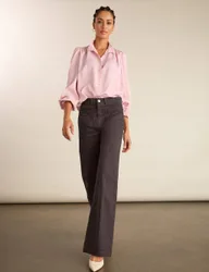 High Waisted Wide Leg Jeans Dark Brown female