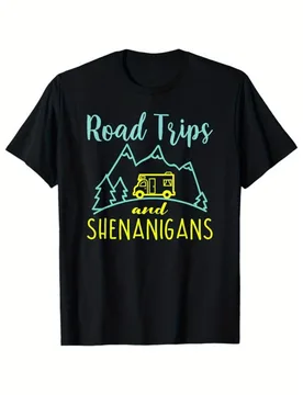 Road Trip pattern design-100% cotton summer O-neck short sleeve casual printed men's T-shirt - Aliexpress - FashionsVida
