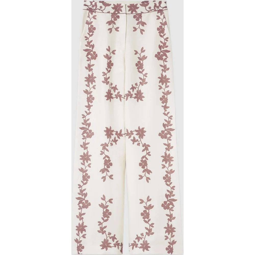 Pantalón de mujer ancho de flores y corte recto - CLAUDIE PIERLOT - FashionsVida