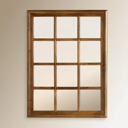 Espejo de pared cuadrado de madera de mango Fedra
