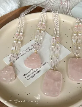 Spring model natural Buddha pendant necklace, gentle pink crystal, new Chinese style, niche design - Aliexpress - FashionsVida