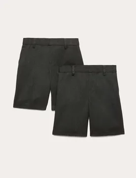 Pack Boys' Regular Leg School Shorts (2-15 Yrs) Charcoal male - M&S - FashionsVida