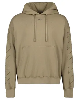 Mens Off Stitch Skate Hoodie Beige Cotton - Size X-Large - OFF-WHITE - FashionsVida
