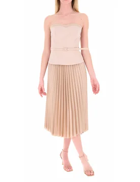 Abito plissettato BEIGE M - Rinascimento - FashionsVida