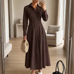 Vestido camisero largo casual y versátil para mujer S