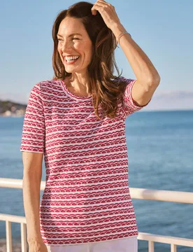 Struktur-Shirt Streifen - Pink - female - Size: 40 - Avena - FashionsVida