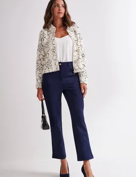 Women's Stretch Moleskin Straight Leg Trousers in Midnight Size: 22 - Midnight - Size: 22 - Anna Rose - FashionsVida