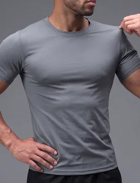 Camiseta de compresión Zenbolt para hombre de cuello redondo de unicolor, manga corta, ropa deportiva de compresión, top atlético de compresión pa - Shein - FashionsVida