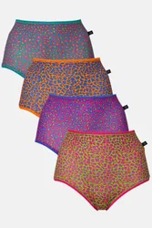Women's Pack of Four "Wild Cat" Full Briefs Size: 14 - Multicolor - Size: 14