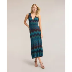Vestido tubo largo en punto fino chevron largo maxi sin cierre