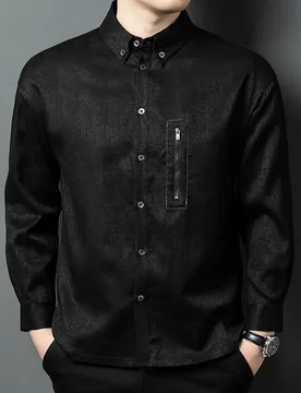 Trendy Long Sleeve Shirt Men's Trend Casual Silk Shirt Spring Autumn Top - Aliexpress - FashionsVida