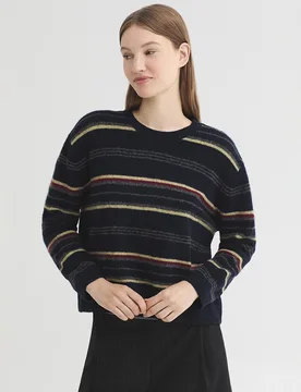 Jersey de mujer con cuello redondo de rayas - Nice Things - FashionsVida