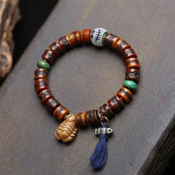 Tibetan-style yak bone bead bracelet, antique Buddhist prayer beads, single-strand, hand-polished, beaded, craft item by Adai