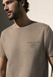 Street One T-Shirt mit Rundhals und Chestprint male Beige