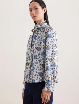 Satinierte Bluse mit Rüschendetails und Bindeband Weiß 46 - Seidensticker - FashionsVida