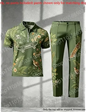 Top (without pants)-Men's half zip short sleeve polo shirt,3D floral bird print,summer casual men tops,only shirt - Aliexpress - FashionsVida