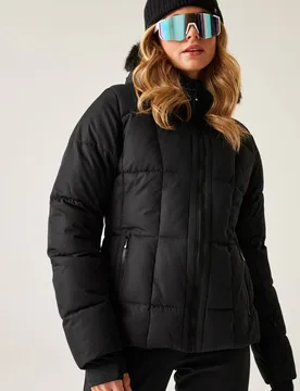 Women's Glamourize Waterproof Insulated Padded Ski Jacket in Jet Black Size: 18 - Jet Black - Size: 18 - Dare 2b - FashionsVida