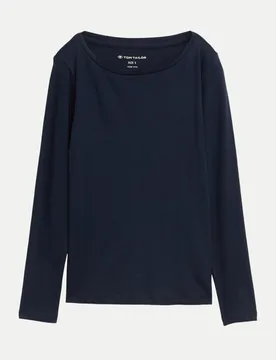 Basic Langarmshirt Blau 3XL - Tom Tailor Casual - FashionsVida