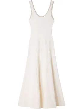 Vestido largo sin mangas de punto con strass y perlas - sandro - FashionsVida