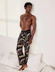 Jersey Leopard Print Pyjama Bottoms Navy Mix male
