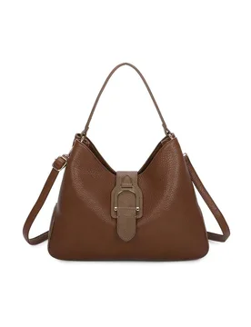 Women's Hari Two-Tone PU Leather Shoulder Bag in Taupe - Taupe - Size: One Size - Fontanella Fashion - FashionsVida