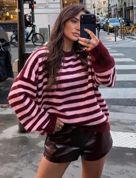 Suéter de punto Joy para mujer, moda de otoño/invierno, nuevo estilo - Moda casual minimalista versátil para uso diario en casa y al aire libre - D - Shein - FashionsVida