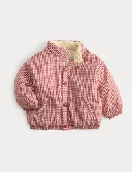 Gingham Midweight Padded Coat (0-5 Yrs) Red Mix male