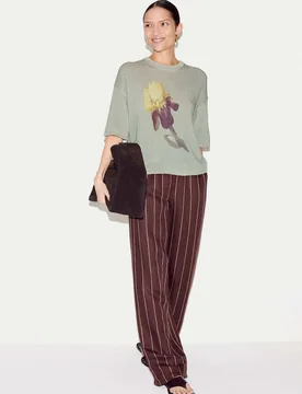 Floral Drop Shoulder Jumper with Linen Green Mix female - Jigsaw - FashionsVida