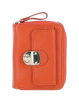 Women's Stylish Compact Purse with RFID Protection in Orange - Orange - Size: One Size - Ashwood Leather - FashionsVida