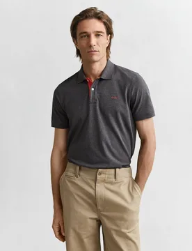 Polo de hombre de estampado liso y contraste de colores en la zona interior tallas grandes - Gant - FashionsVida