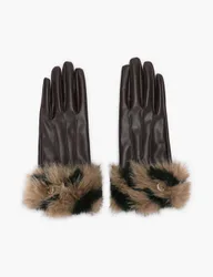 Faux Fur Gloves Beige female