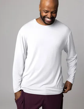 Mens 1 Pack Bamboo Loungewear Selection Long Sleeved Top White Extra Large - White - Size: Extra Large - Lazy Panda - FashionsVida