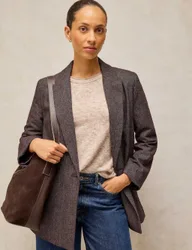 Wool Blend Textured Tweed Blazer Plum female