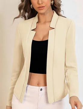 Blazer delgado para mujer, primavera, frente abierto, manga larga, estilo maduro encantador, chaqueta blazer de punto, top elegante minimalista, forma - Shein - FashionsVida