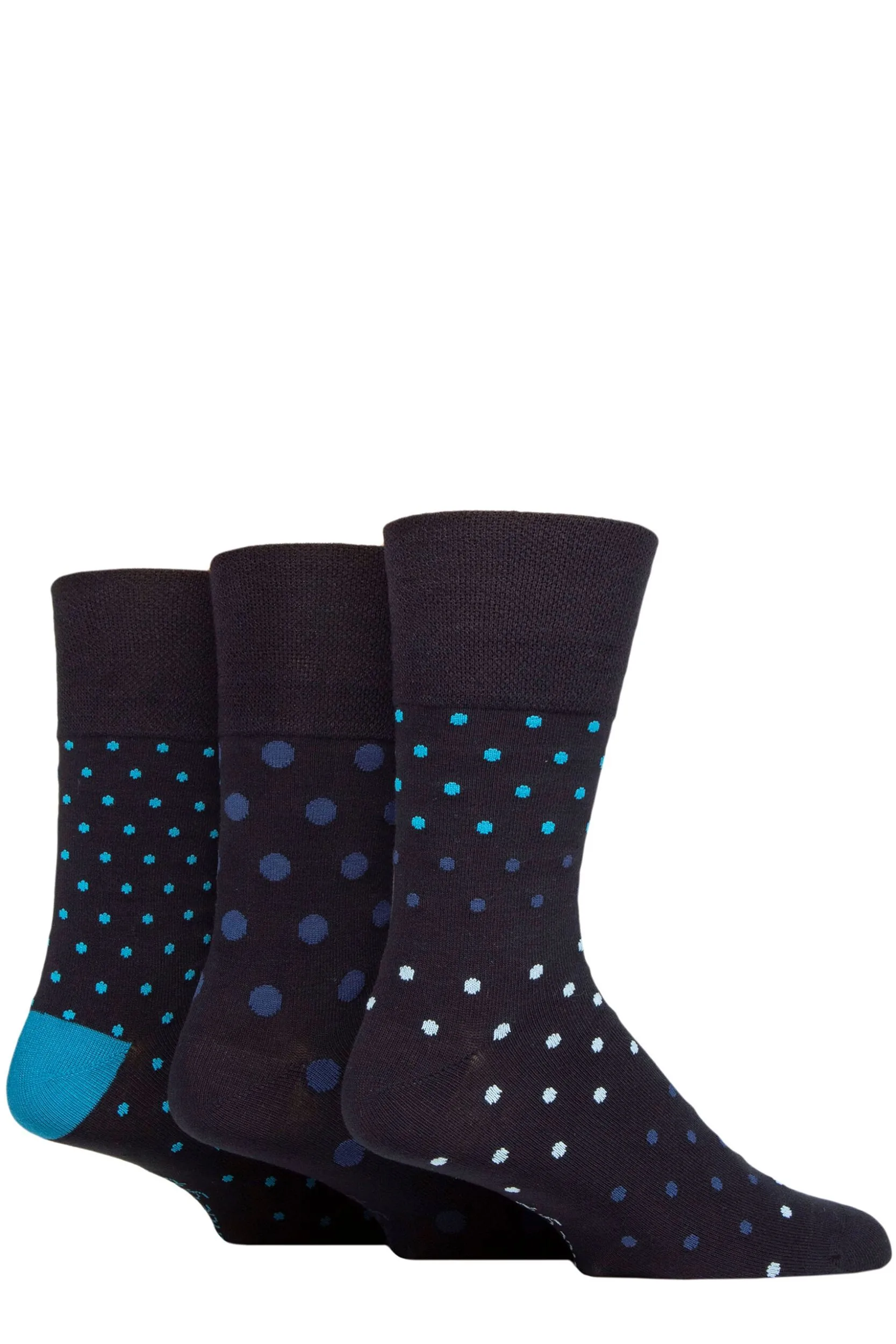 Mens 3 Pair Patterned Bamboo Socks Navy Eclipse 6-11 - Blue - Size: 6-11 Mens - Gentle Grip - FashionsVida