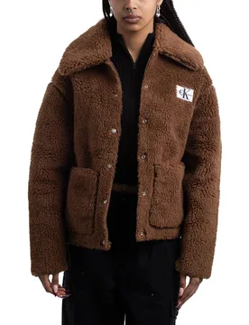 Short Sherpa Jacket Fudge Brown S Damen - Calvin Klein - FashionsVida