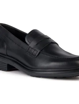 D Walk Pleasure F Leather Womens Black Moccasins Shoes - Size Uk 5 - Geox - FashionsVida